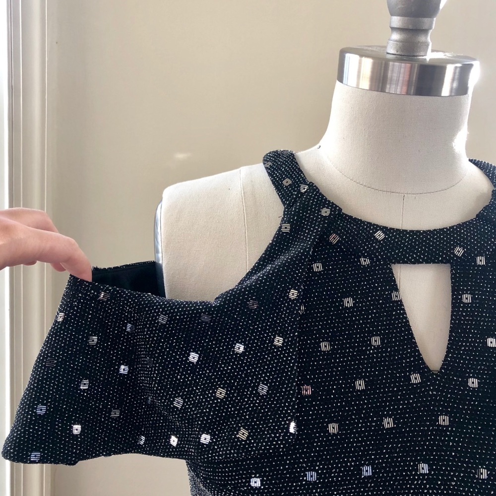 Cold shoulder sparkly midi dress